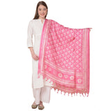 Art silk pink printed dupatta, vibrant pattern, ideal for casual occasions, length 2.25-2.50 mtr