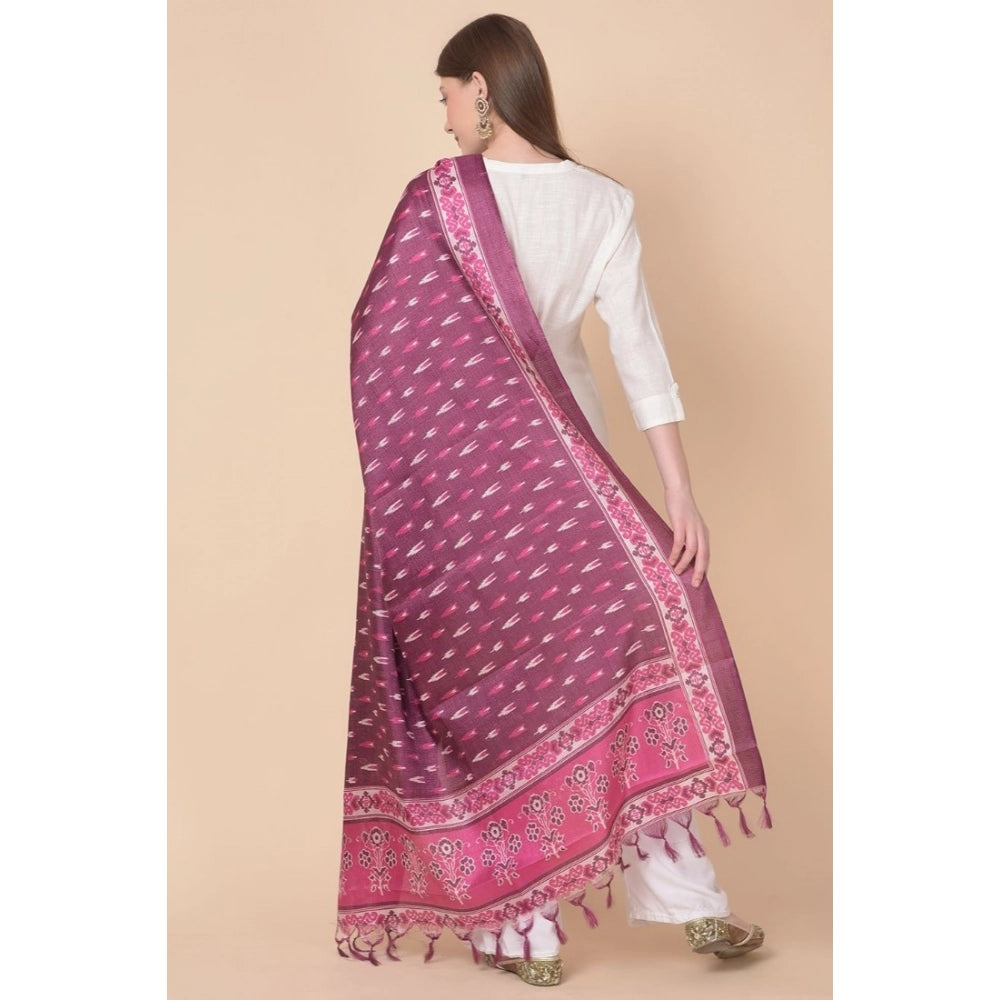Art silk printed purple dupatta for women, 2.25-2.50m length, casual occasion wear