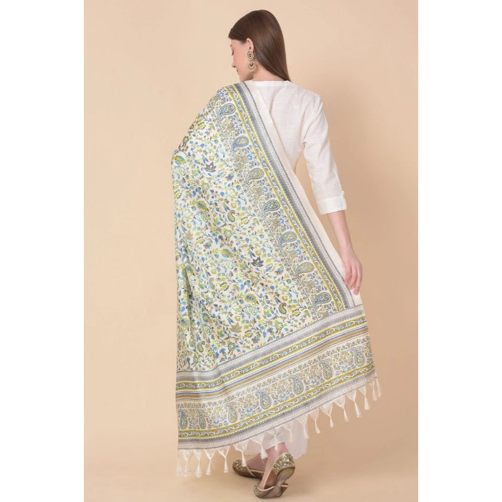 Art silk printed grey dupatta for women, 2.25 to 2.50 mtr length for casual occasions, may appear slightly different due to lighting and screens