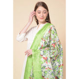 Light green art silk printed dupatta for casual occasions, length 2.25-2.50mtrs
