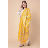 Women's Art Silk Printed Dupatta (Yellow, Length: 2.25 to 2.50 Mtr)