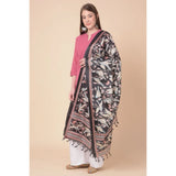 Black art silk printed dupatta for women's casual wear, 2.25-2.50m length