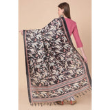 Art silk printed dupatta for women, black, 2.25 to 2.50 mtr length, casual occasion