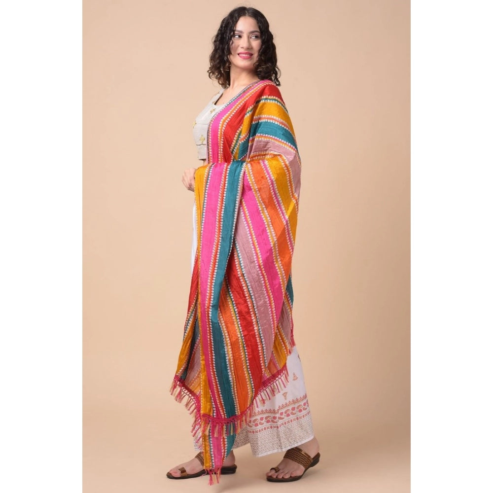 Multicolor Chanderi printed dupatta for women, length 2.25-2.50 mtr, ideal for casual occasions