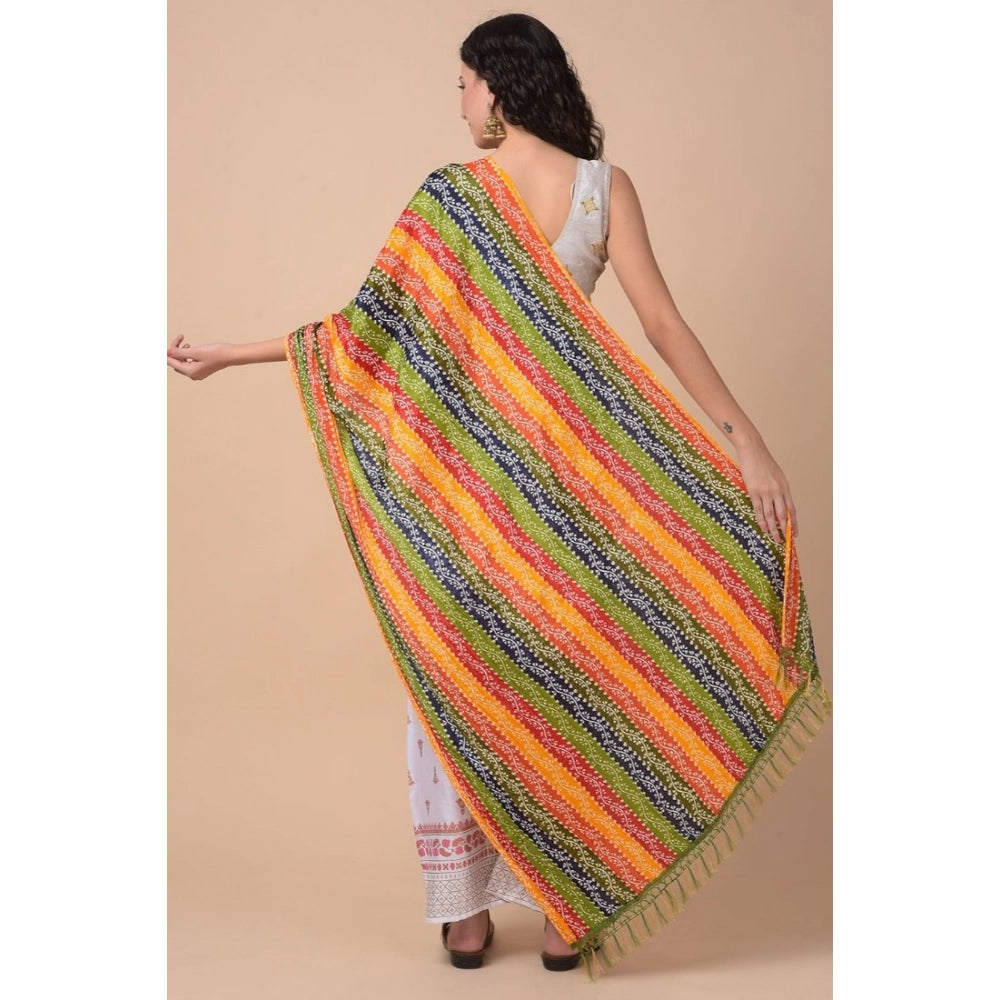 Multicolor Chanderi printed dupatta for women, vibrant pattern, length 2.25-2.50m, suitable for casual occasions