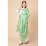 Light green art silk printed dupatta for casual occasions, length 2.25-2.50mtr