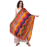 Multicolor Chanderi printed dupatta for women, 2.25-2.50 mtr length, suitable for casual occasions