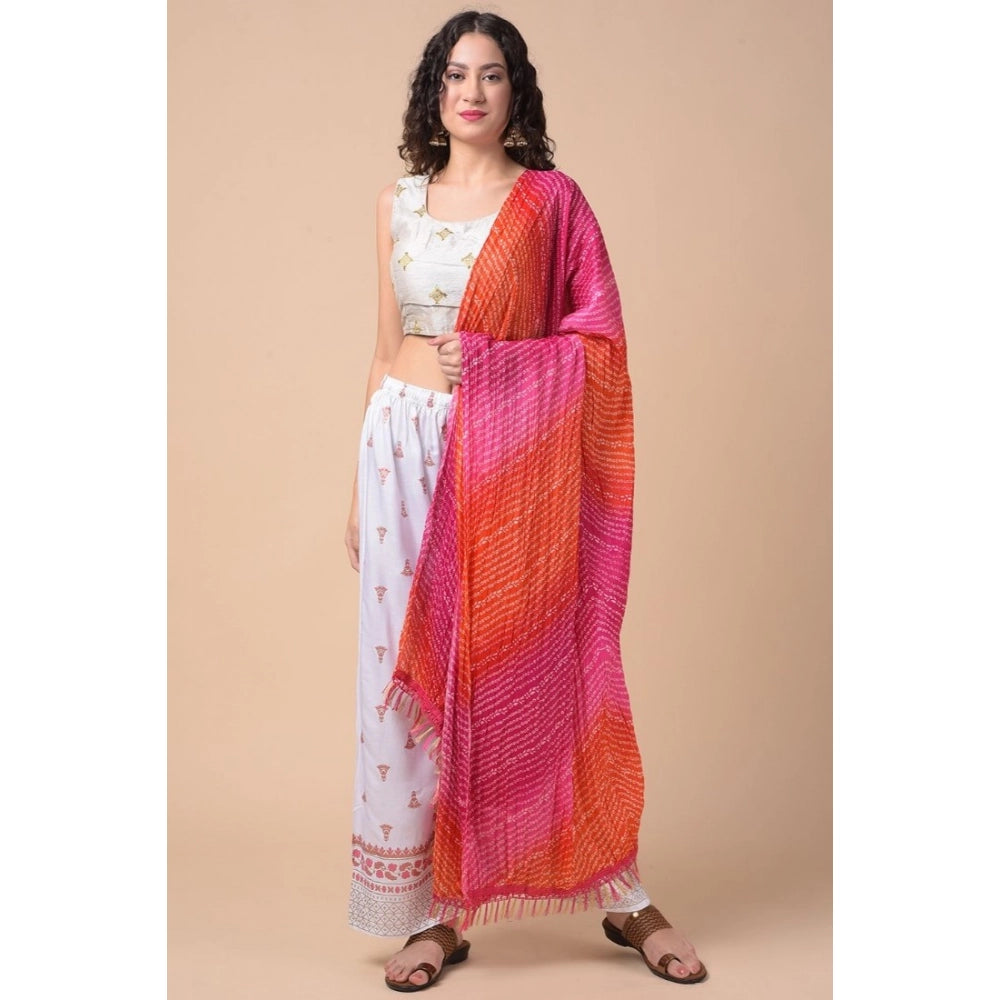 Multicolor Chanderi printed dupatta for casual occasions, 2.25-2.50m length