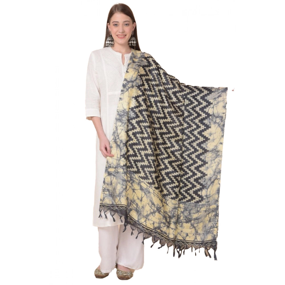 Art Silk Printed Black Dupatta for women (2.25-2.50 mtr), perfect for casual occasions