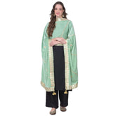 Sea green velvet Gotta Patti dupatta for festive occasions, 2.25-2.50 mtr length