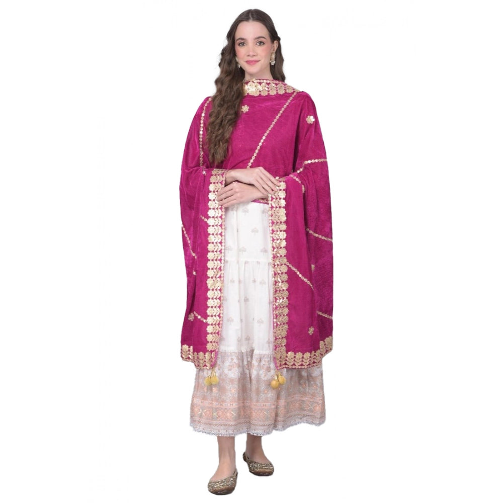 Purple velvet Gotta Patti dupatta (2.25-2.50mtr), perfect for festive occasions