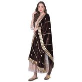Brown velvet Gotta Patti dupatta for festive occasions (2.25-2.50mtr)