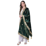 Green velvet Gotta Patti dupatta for festive occasions, 2.25 to 2.50 mtr length