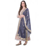 Grey velvet Gotta Patti dupatta for women's festive wear, 2.25-2.50 mtr length