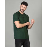 Men's Casual Half Sleeve Solid B.Green Cotton Blended T-shirt - Regular fit, round neck design