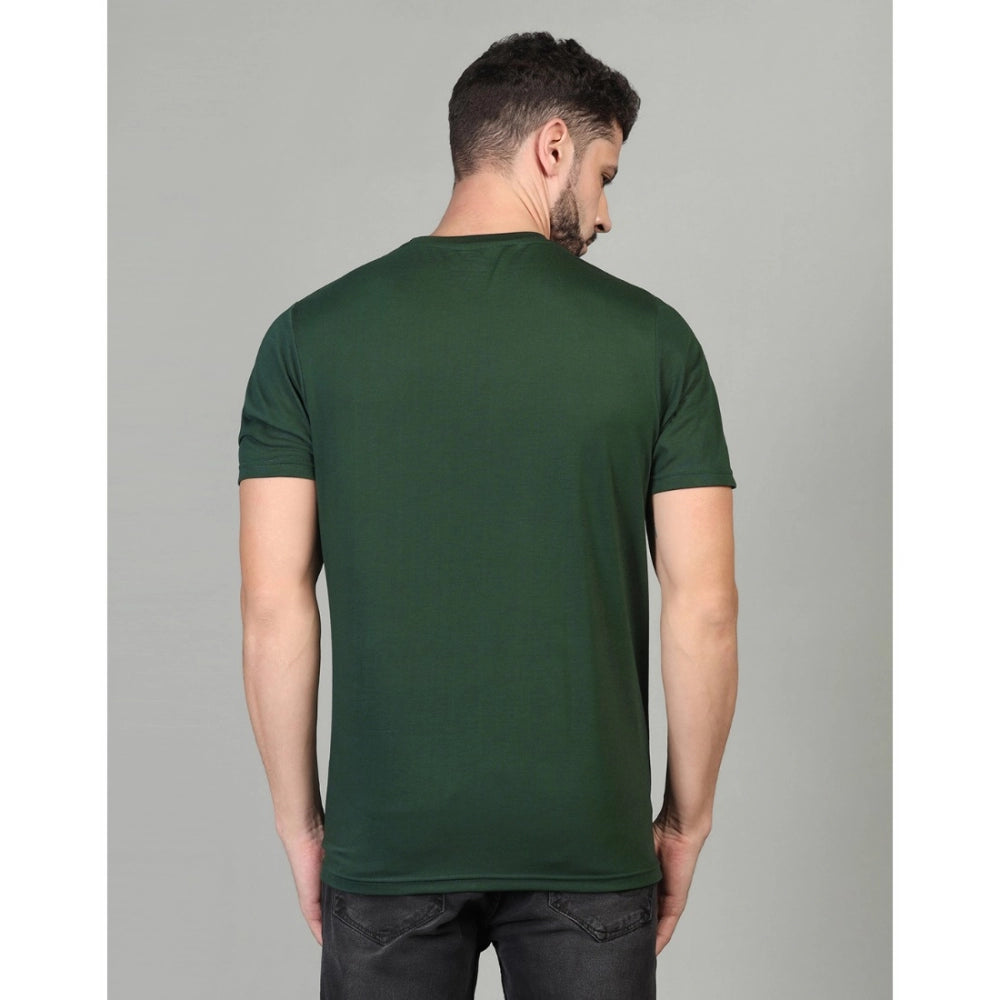 BGreen cotton-blend men's casual half sleeve solid round neck t-shirt, regular fit for everyday wear