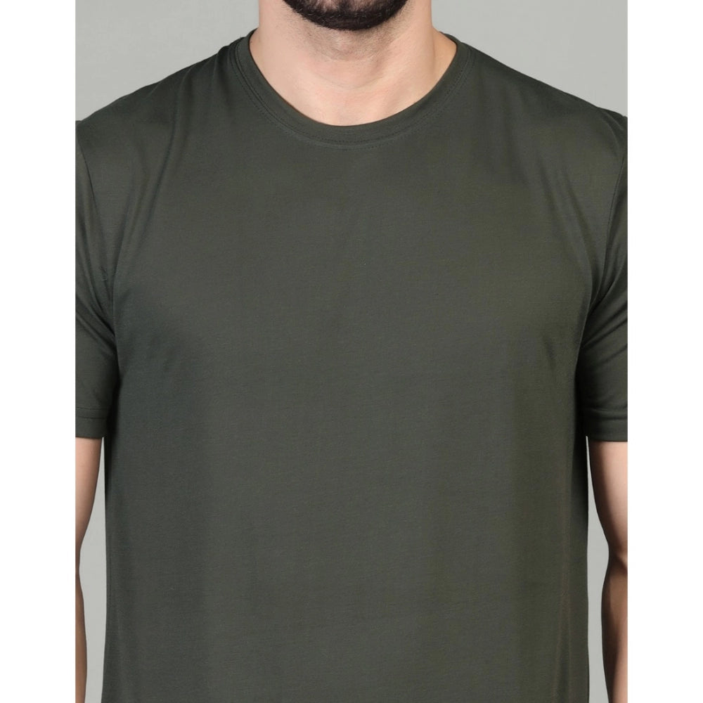 DGrey cotton-blended men's casual half sleeve solid round neck t-shirt - perfect for everyday wear