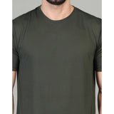 DGrey cotton-blended men's casual half sleeve solid round neck t-shirt - perfect for everyday wear