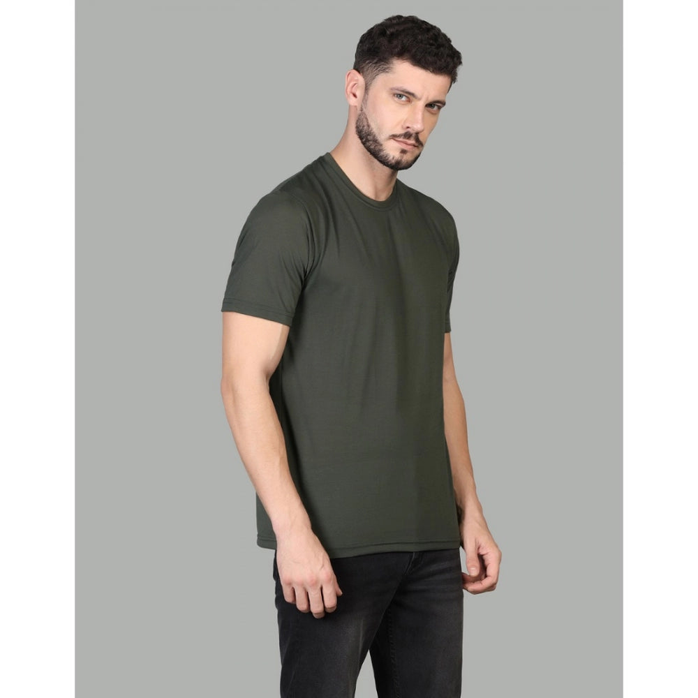 DGrey cotton blended men's casual half sleeve round neck solid t-shirt, ideal for everyday wear