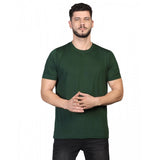 BGreen Cotton Blended Men's Casual Half Sleeve Round Neck T-shirt - Solid style, regular fit