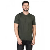 DGrey cotton blended men's casual half sleeve solid round neck t-shirt for regular fit