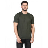 DGrey cotton blended men's casual half sleeve solid round neck t-shirt for regular fit