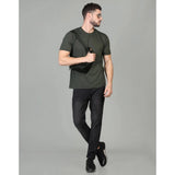 DGrey cotton blended men's casual half sleeve solid round neck t-shirt for regular fit