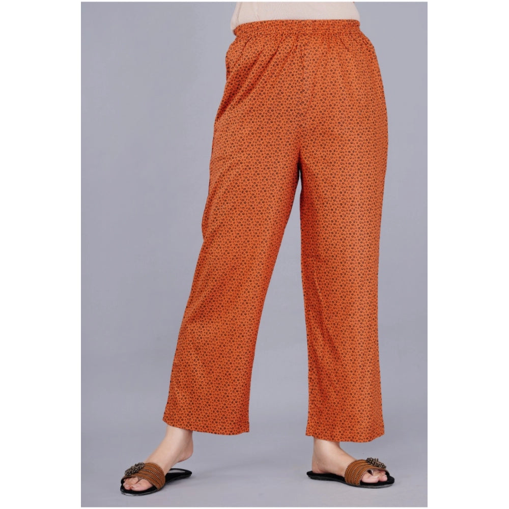 Brown printed viscose rayon casual shirt set with pyjama pants for women on hangar