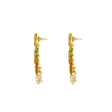 Women's Rose Gold Plated Alloy Kundan Earrings & Mangtikka (Red & Green)