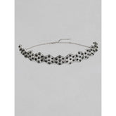 Rose Gold Plated Alloy Choker - Silver & Black, stylish accessory for women, avoid heat & chemicals, clean with dry cotton cloth