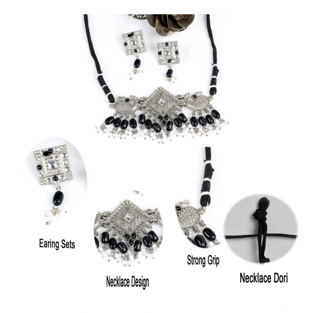 Silver rose gold plated alloy necklace & earring set for women - delicate jewelry on display stand