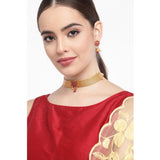 Women's Rose Gold Plated Alloy Necklace & Earings Set (Gold)