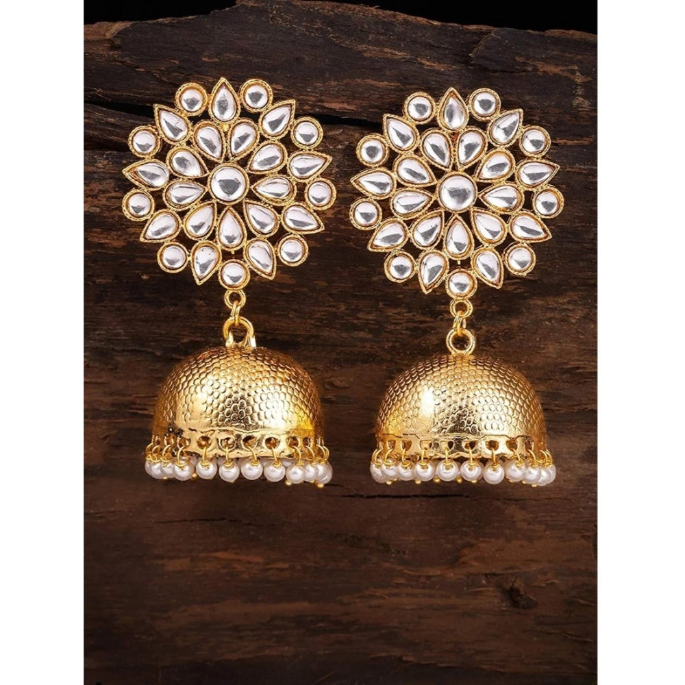 Women's white rose gold plated alloy earrings - delicate jewelry accessory