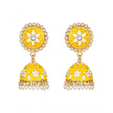 Rose gold plated alloy yellow earrings for women, delicate and glamorous accessory