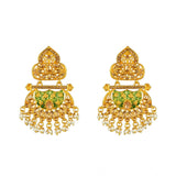 Women's Rose Gold Plated Alloy Kundan Earrings & Mangtikka (Green)