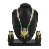 Women's Rose Gold Plated Alloy Necklace & Earings Set (Green)