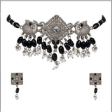 Women's Rose Gold Plated Alloy Necklace & Earings Set (Silver)