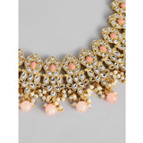 Pink rose gold plated alloy necklace & earrings set for women