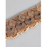 Women's Rose Gold Plated Alloy Necklace & Earings Set (Gold)