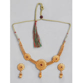Women's Rose Gold Plated Alloy Necklace & Earings Set (Gold)