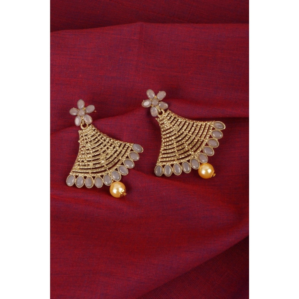 Rose gold plated alloy earrings for women, golden glamour on display