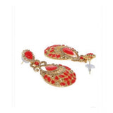 Women's Rose Gold Plated Alloy Earrings (Gold & Red)