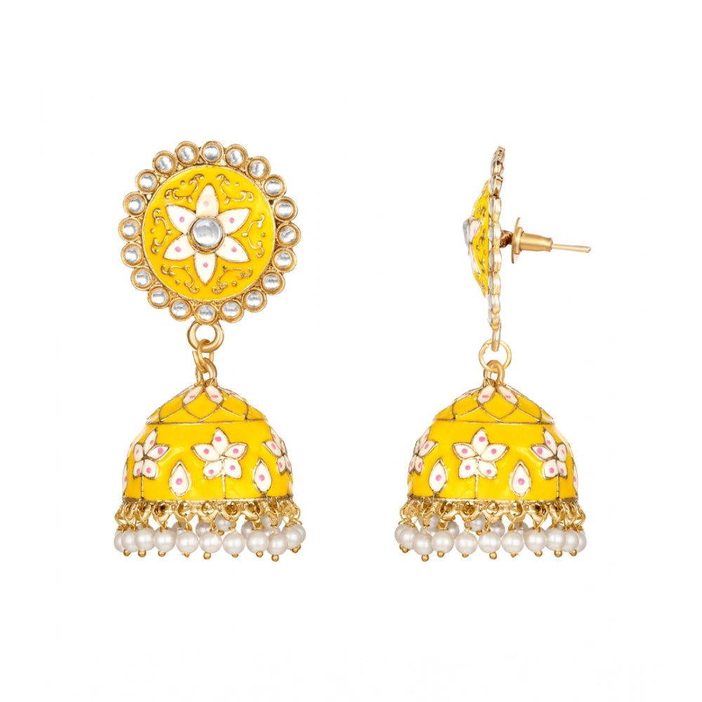 Women's yellow rose gold alloy earrings, delicate jewelry accessory for women