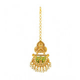 Green Rose Gold Plated Alloy Kundan Earrings & Mangtikka for women, avoid heat and chemicals for care