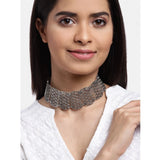 Women's Rose Gold Plated Alloy Choker (Silver)