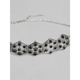 Women's Rose Gold Plated Alloy Choker (Silver & Black)