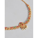 Women's Rose Gold Plated Alloy Hip Belt Kamarband (Red & Green)