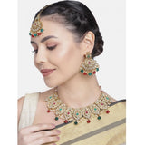 Women's Rose Gold Plated Alloy Necklace & Earings Set (Light Green)