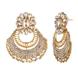 Women's Rose Gold Plated Alloy Kundan Earrings & Mangtikka (White)