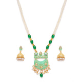 Women's Rose Gold Plated Alloy Necklace & Earings Set (Green)